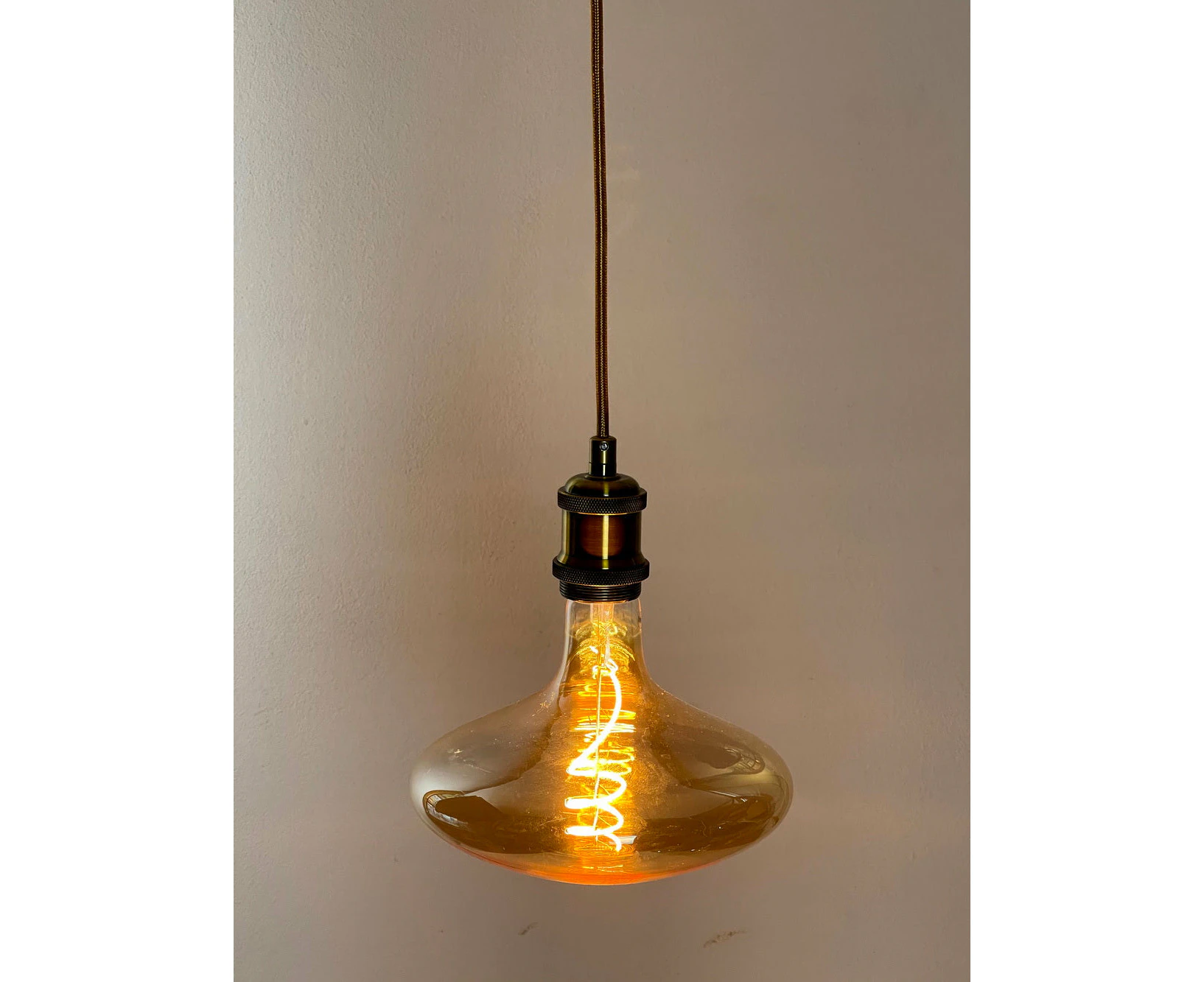 Brass Vintage LED Pendant Lights with Extra Large LED Globe Light Bulb Warm Light 4W E27