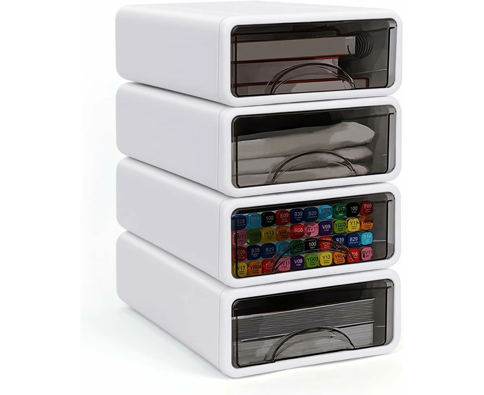 Stackable Desk Storage Box for Stationery Supplies - 4PCS