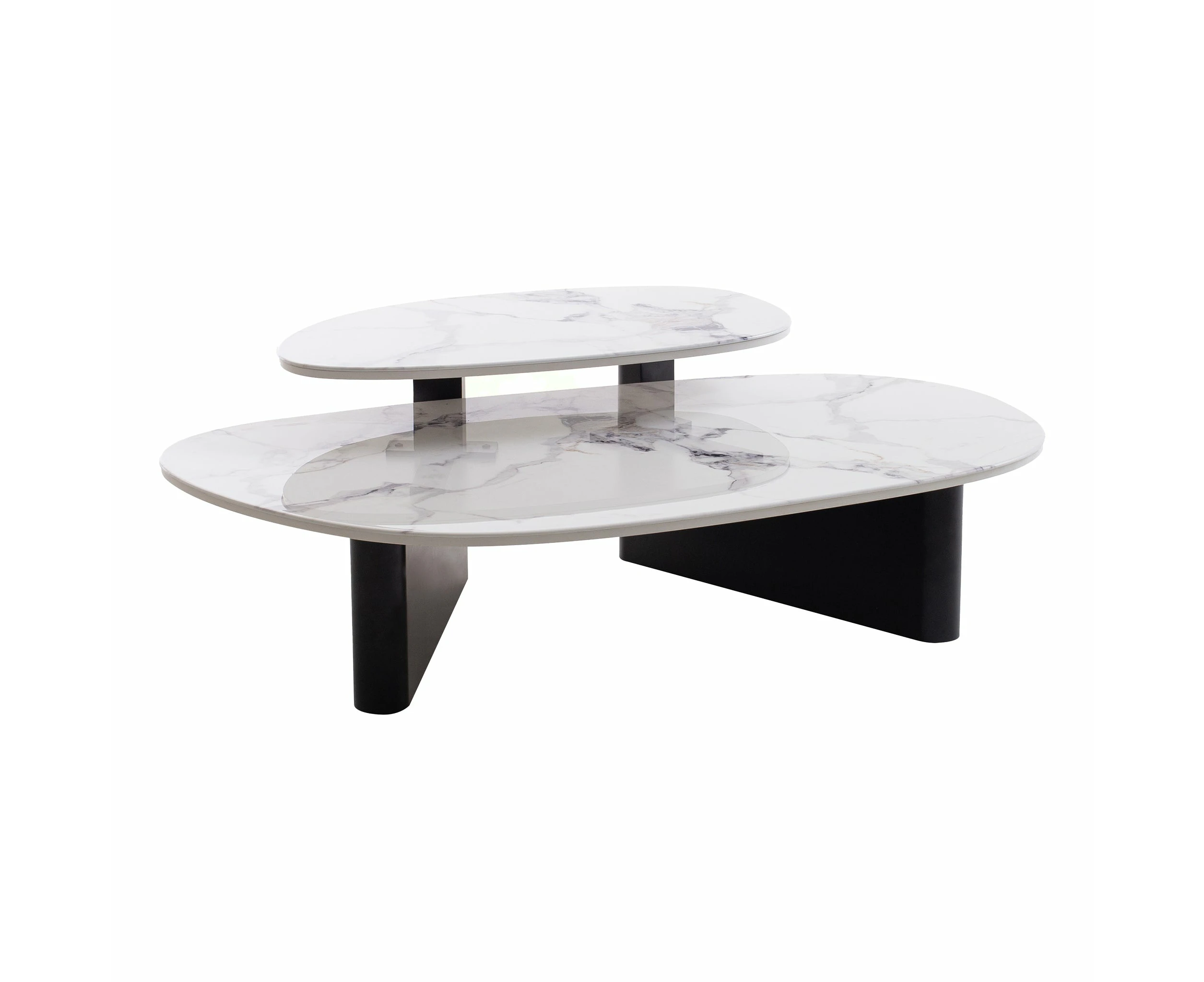 Inga Marble Textured Glass Coffee Table - Black