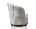 Elmer Lounge Chair - White with Brass Gold Base