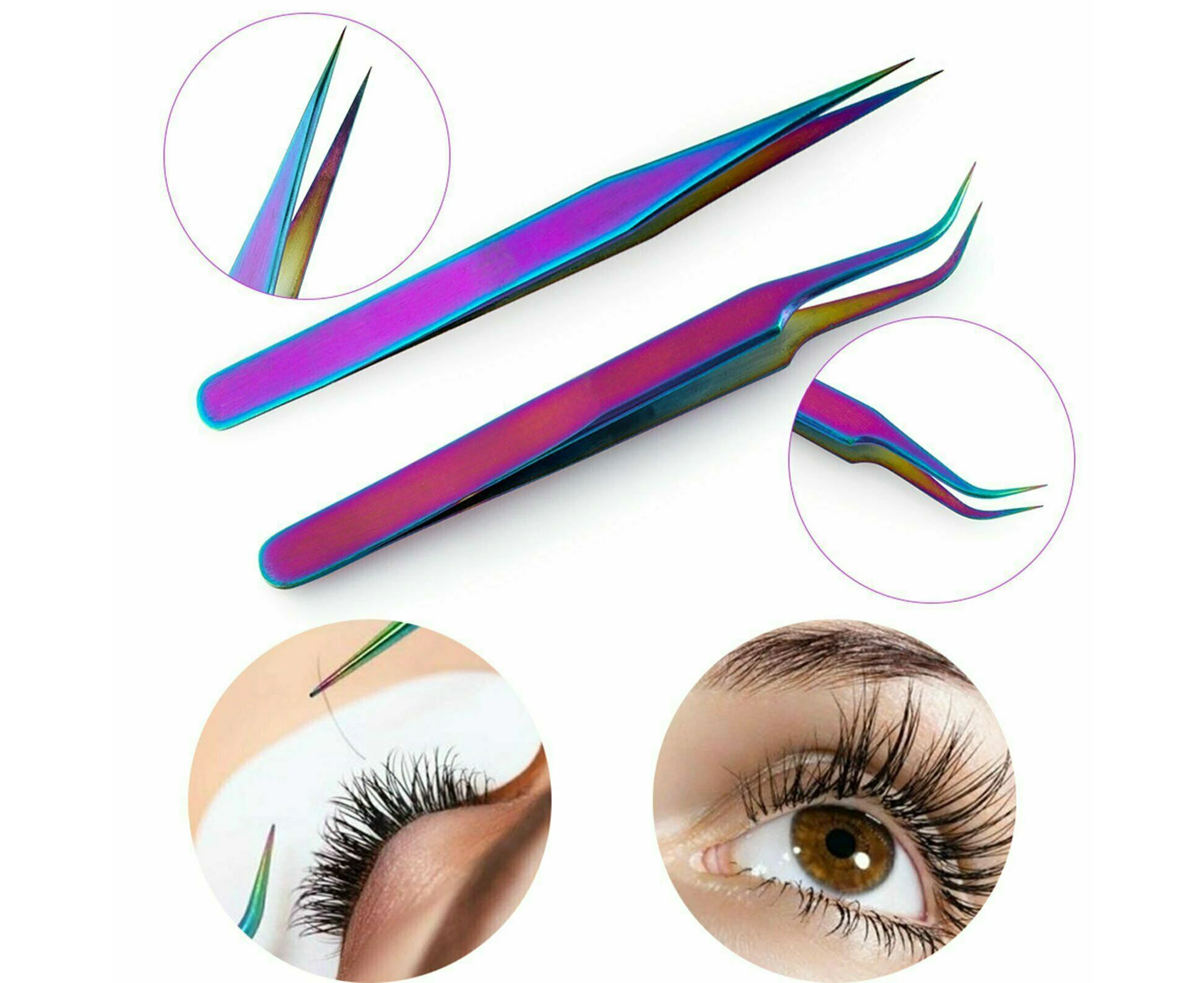 Eyelash Tweezers Eye Lash Clip Remover Tool - 2pcs - Dazzle