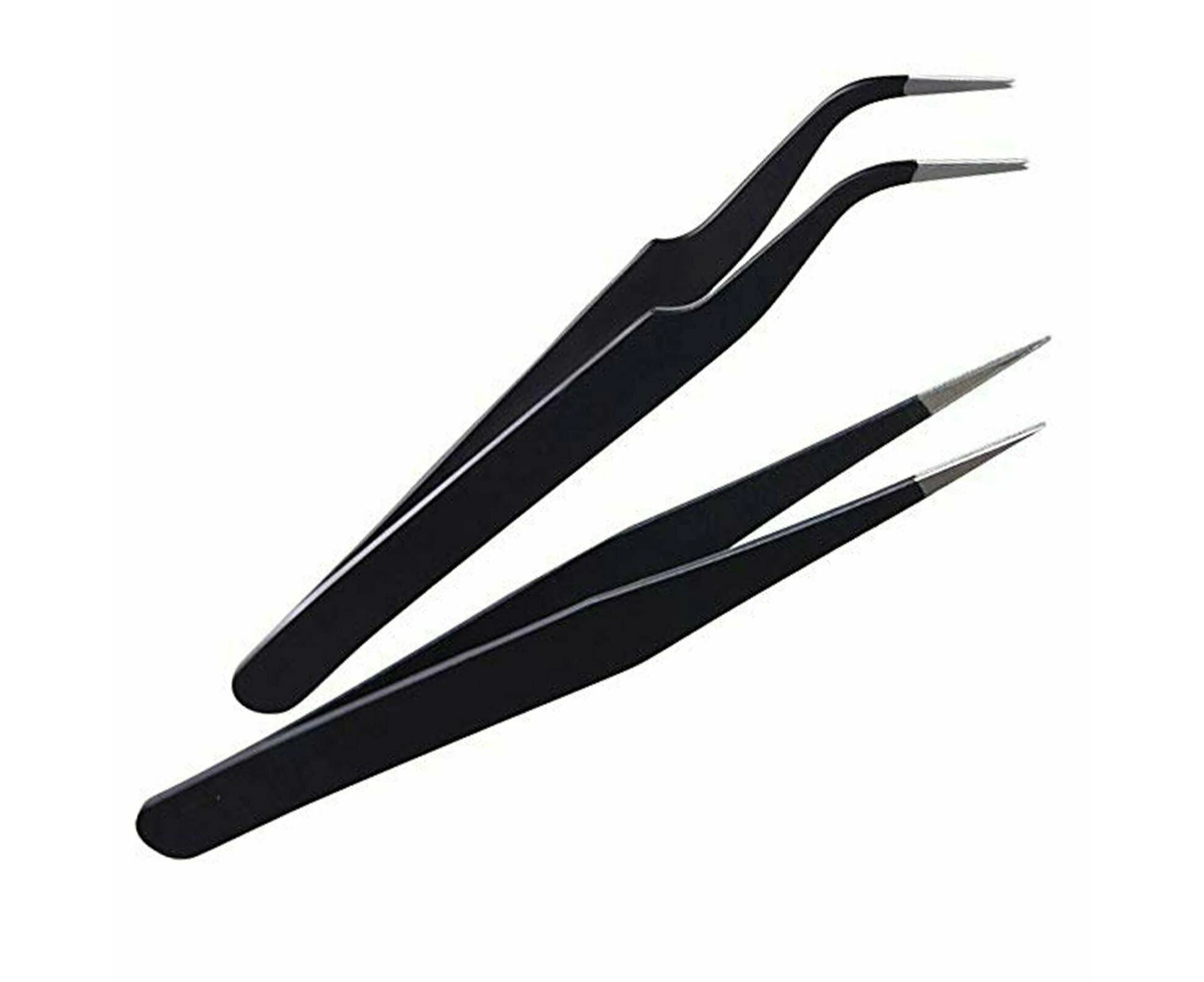 Eyelash Tweezers Eye Lash Clip Remover Tool - 2pcs - Black