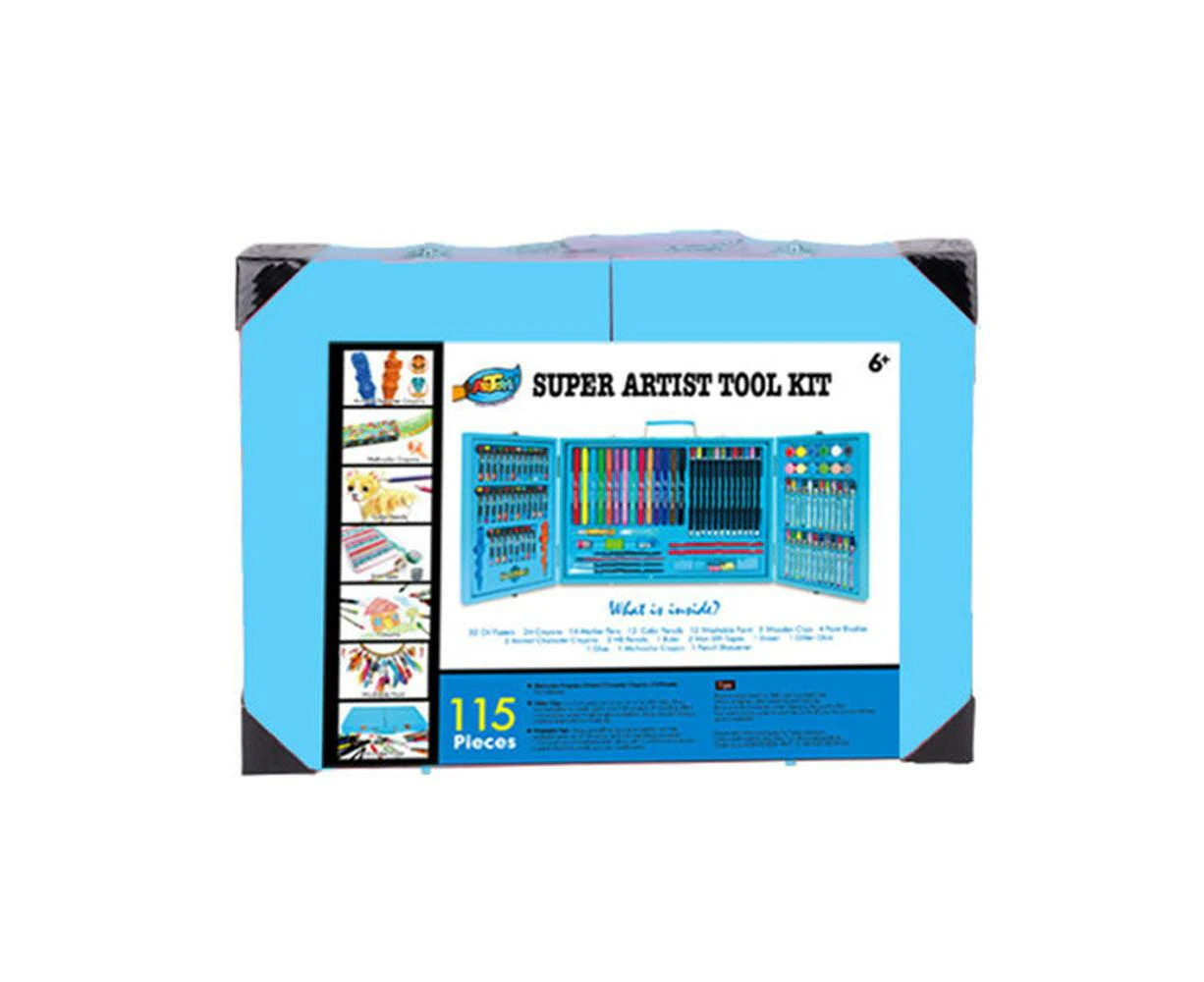 115 Pieces Art Craft Drawing Painting Set Pencils Crayon Marker Oil Pastels Blue Case