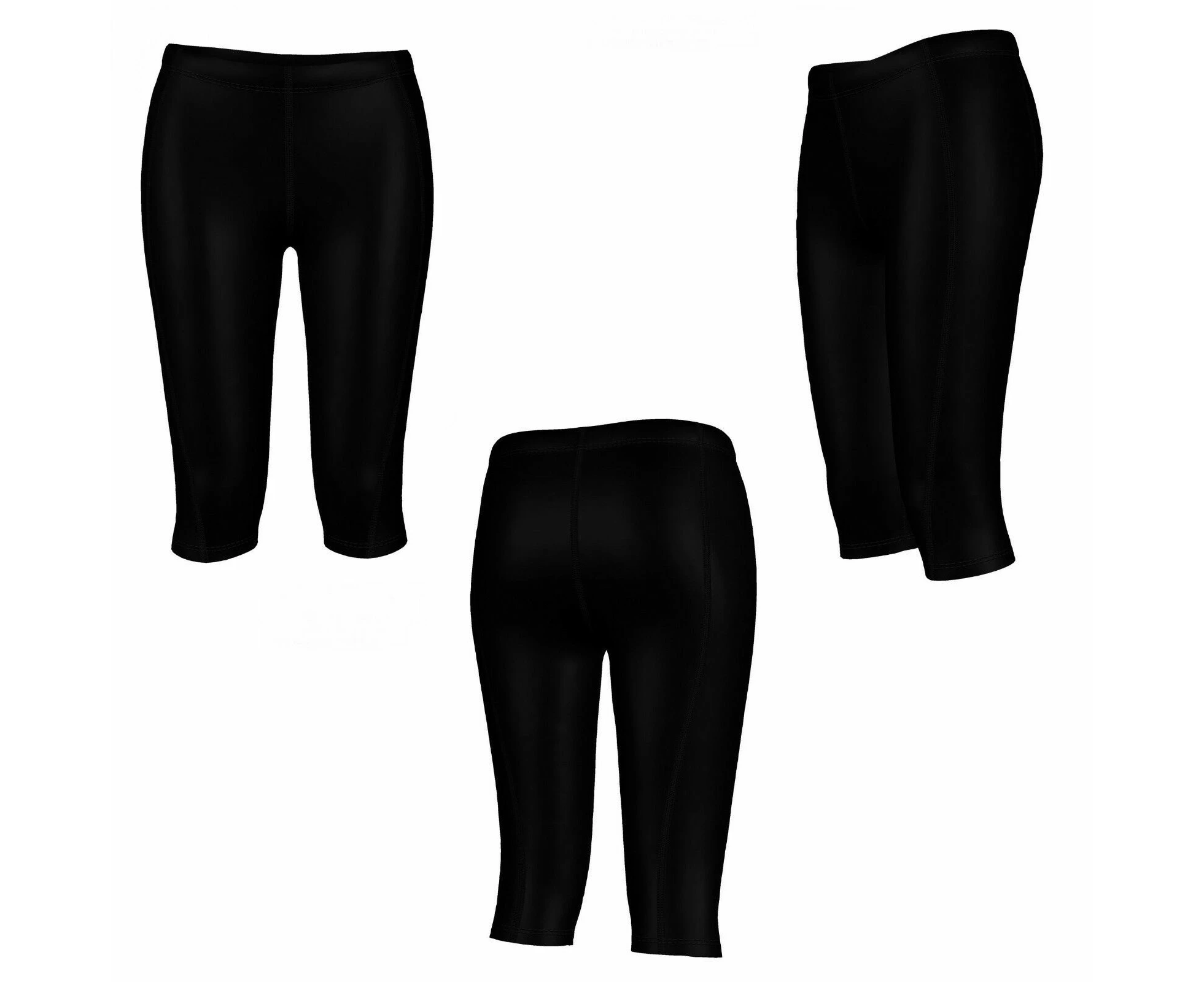 Ladies Womens Black 3/4 Compression Leggings Gym Pants Running Skins