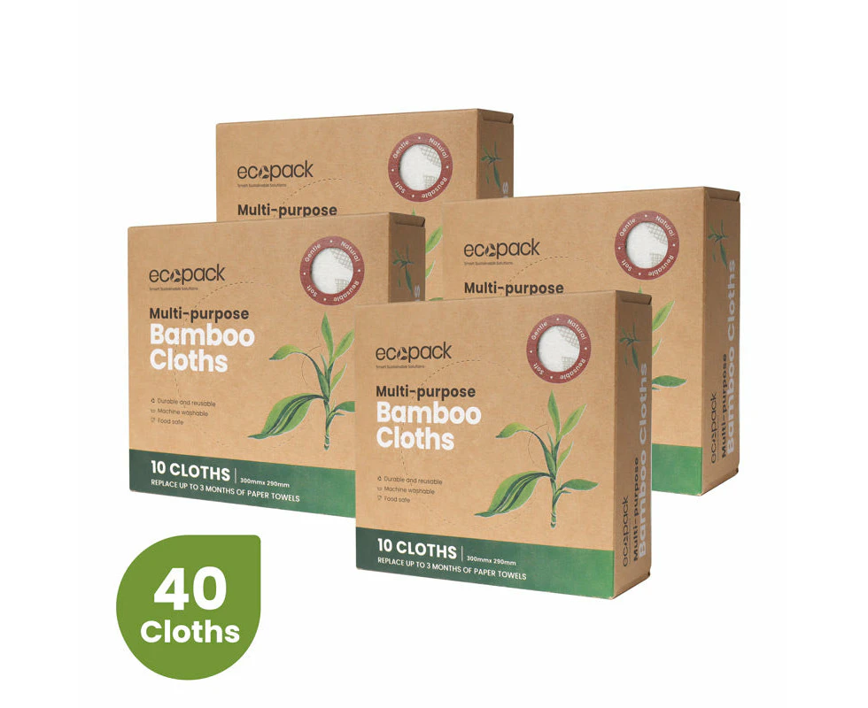 Ecopack Multi-Purpose Cleaning Cloths Bundle (4 Boxes/40 Cloths)