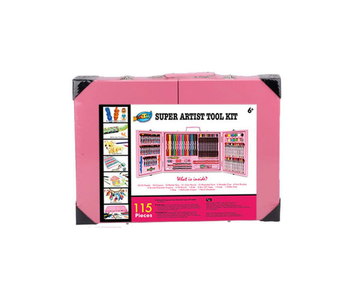 115 Pieces Art Craft Drawing Painting Set Pencils Crayon Marker Oil Pastels Pink Case