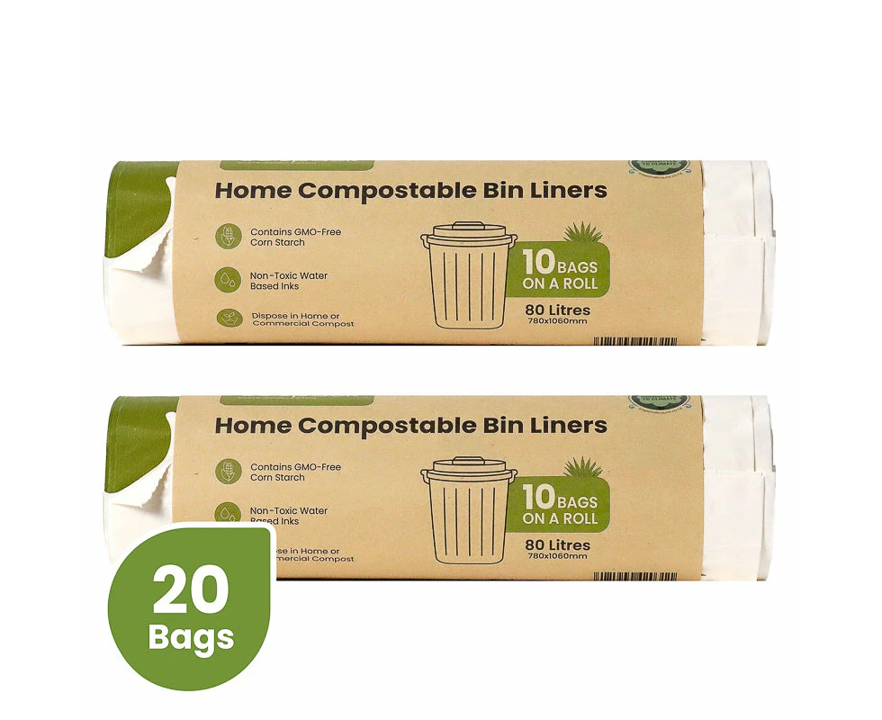 Ecopack 80L Compostable Garbage Bags Bundle (2 Rolls/20 Bags)