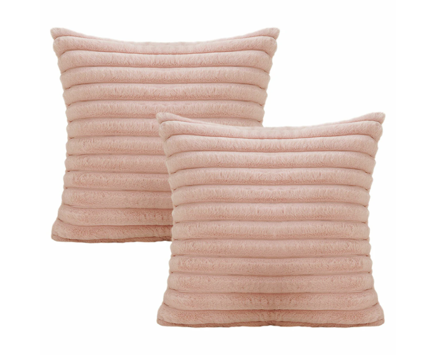 Double-Sided Wool-Like Plush Decoration Hug Pillowcase, Plush Stripes Soft Pillowcase,Pink