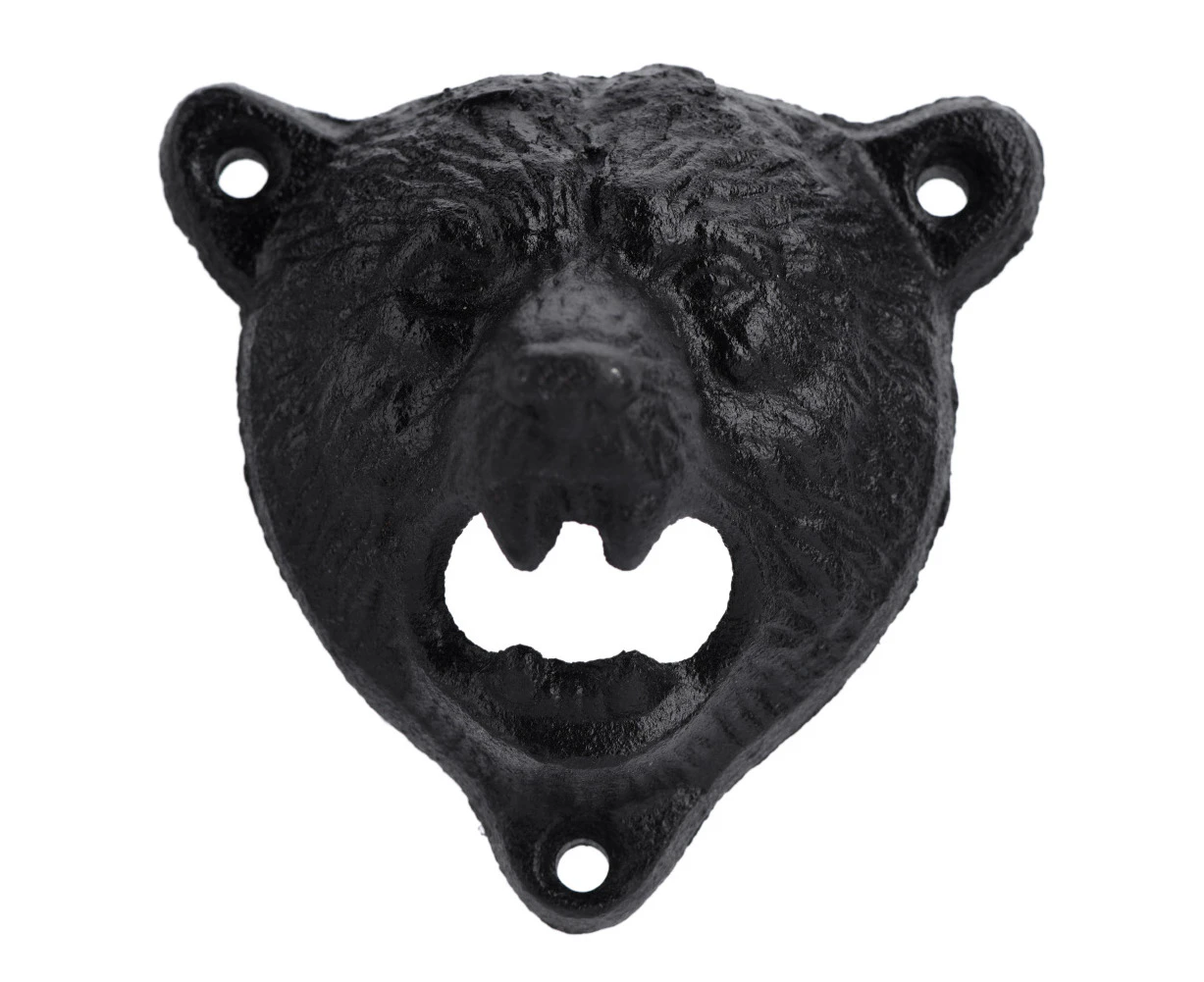 1Pc Cast Iron Bear Shape Wall Mounted Beer Soda Glass Bottle Cap Opener Kitchen Bar Tools Hot