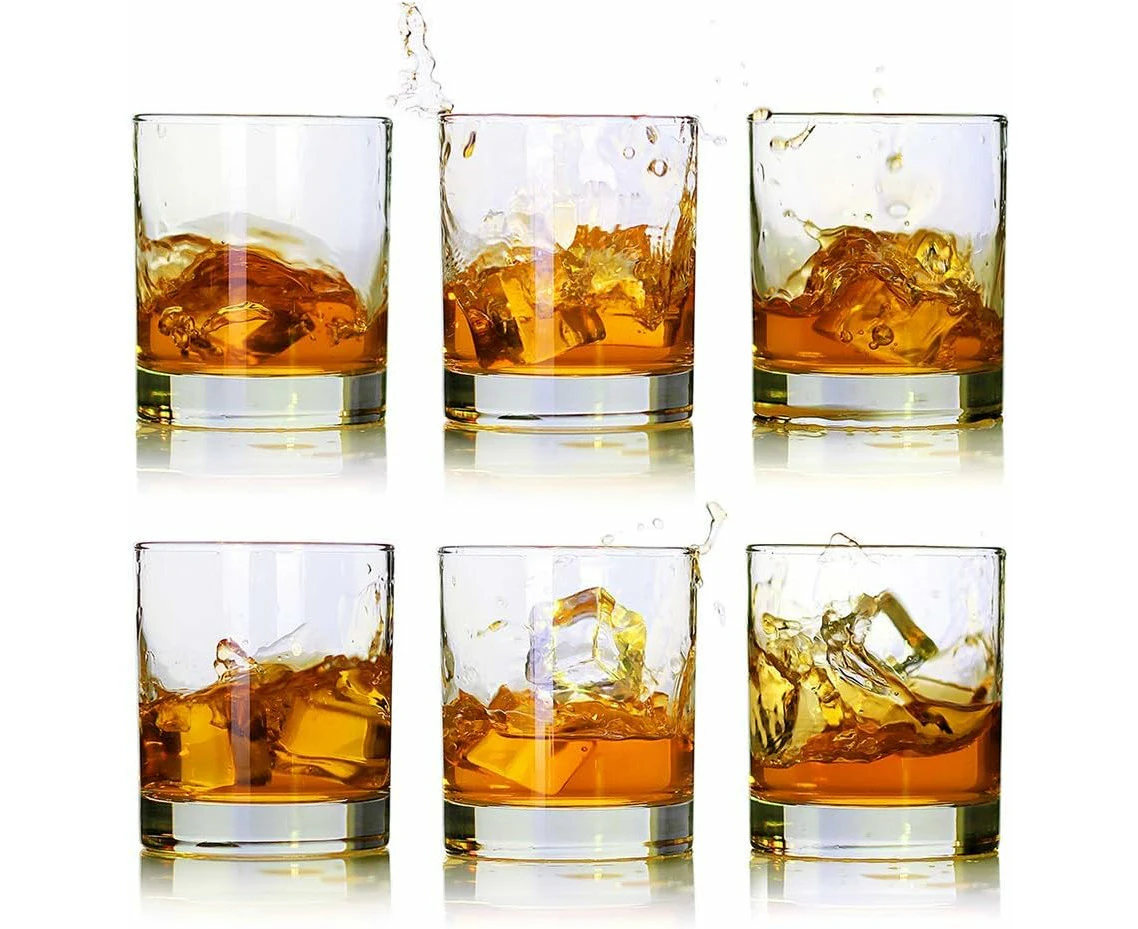 Whiskey Glasses - Premium 11 OZ Scotch Glasses Set of 6/Old Fashioned Whiskey Glasses/Perfect Scotch Bourbon Whiskey Tumblers/Rum glasses