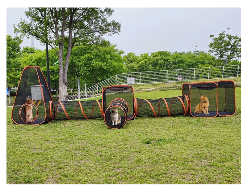 Portable Cat Playpen Outdoor Enclosures - 6 in 1 Folding Play