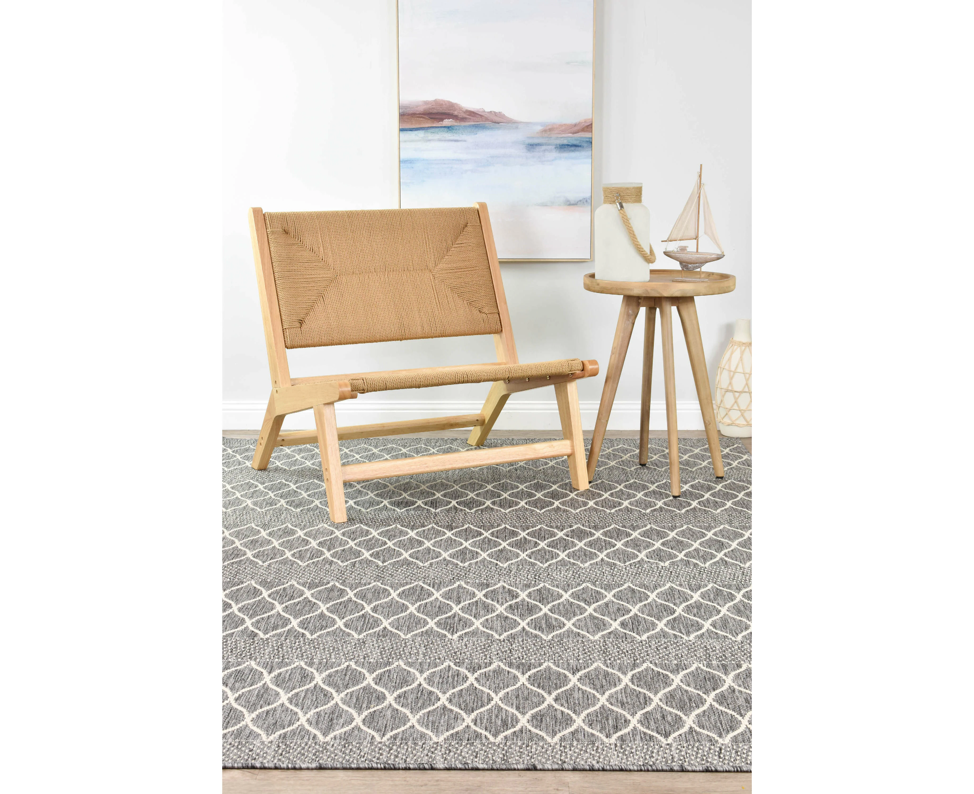 Long Island Trellise strip Grey Rug