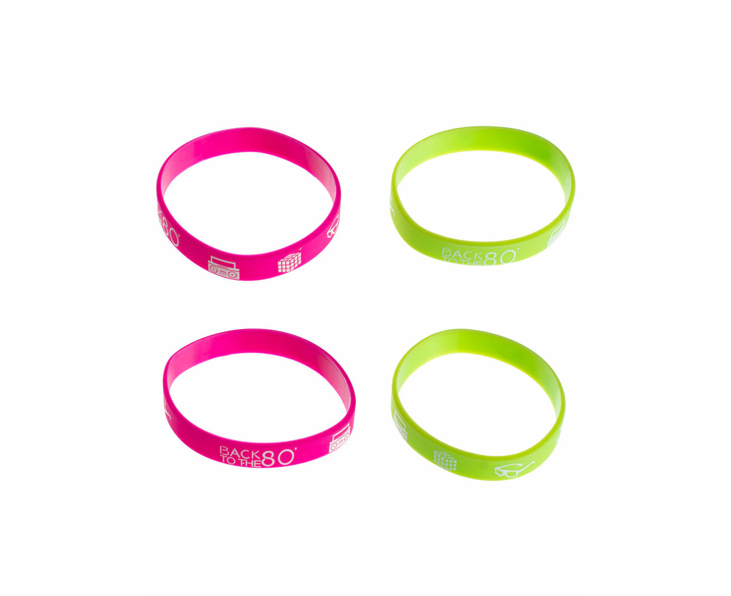 Pink And Green Back To The 80s Costume Wristbands