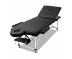 Portable 3 Fold Aluminum Massage Table - Black