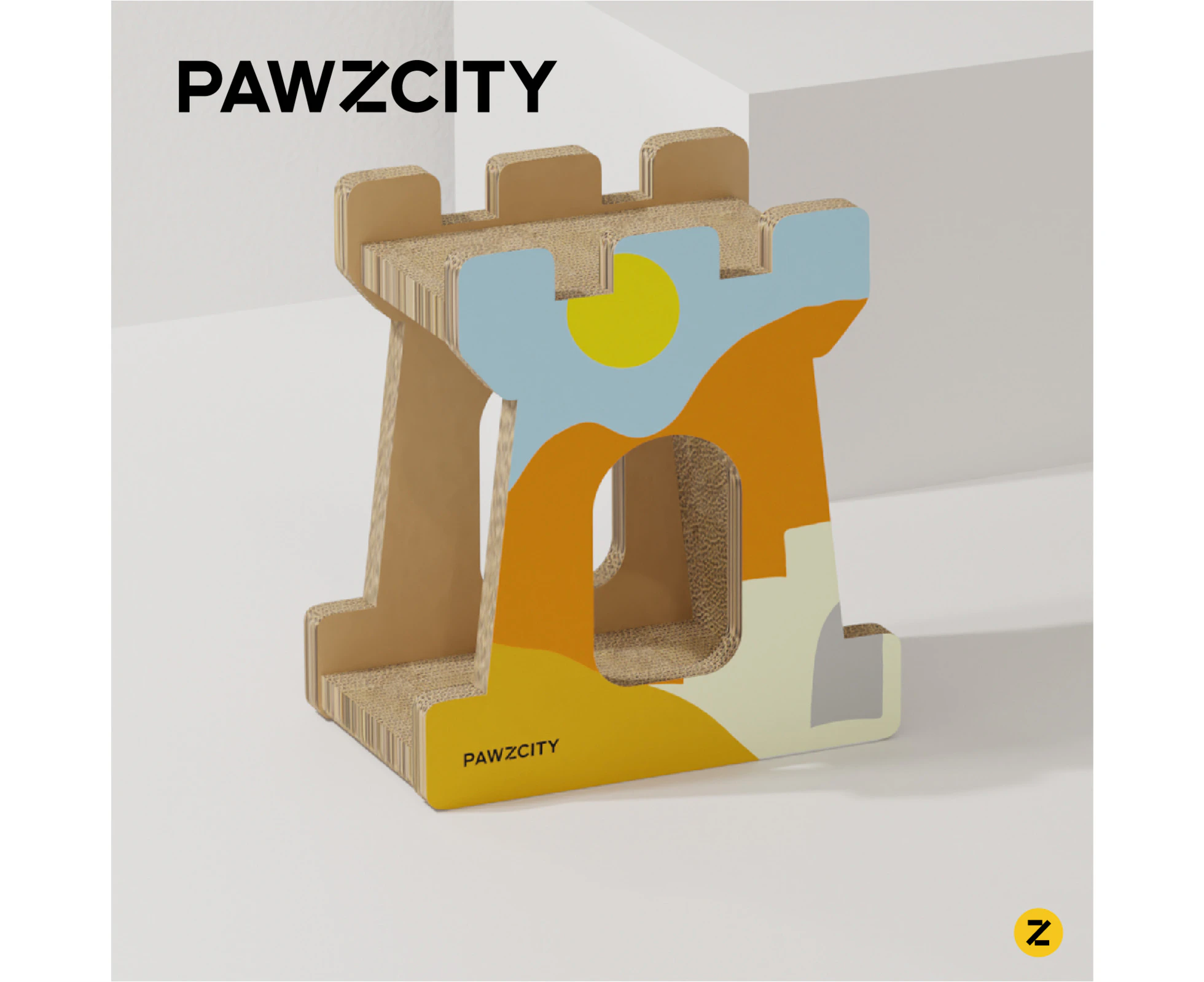 PAWZCITY Cat Scratching Scratcher Board Pad Lounge Castle Corrugated Cardboard Toy [Colour: Manhattan Sunset]