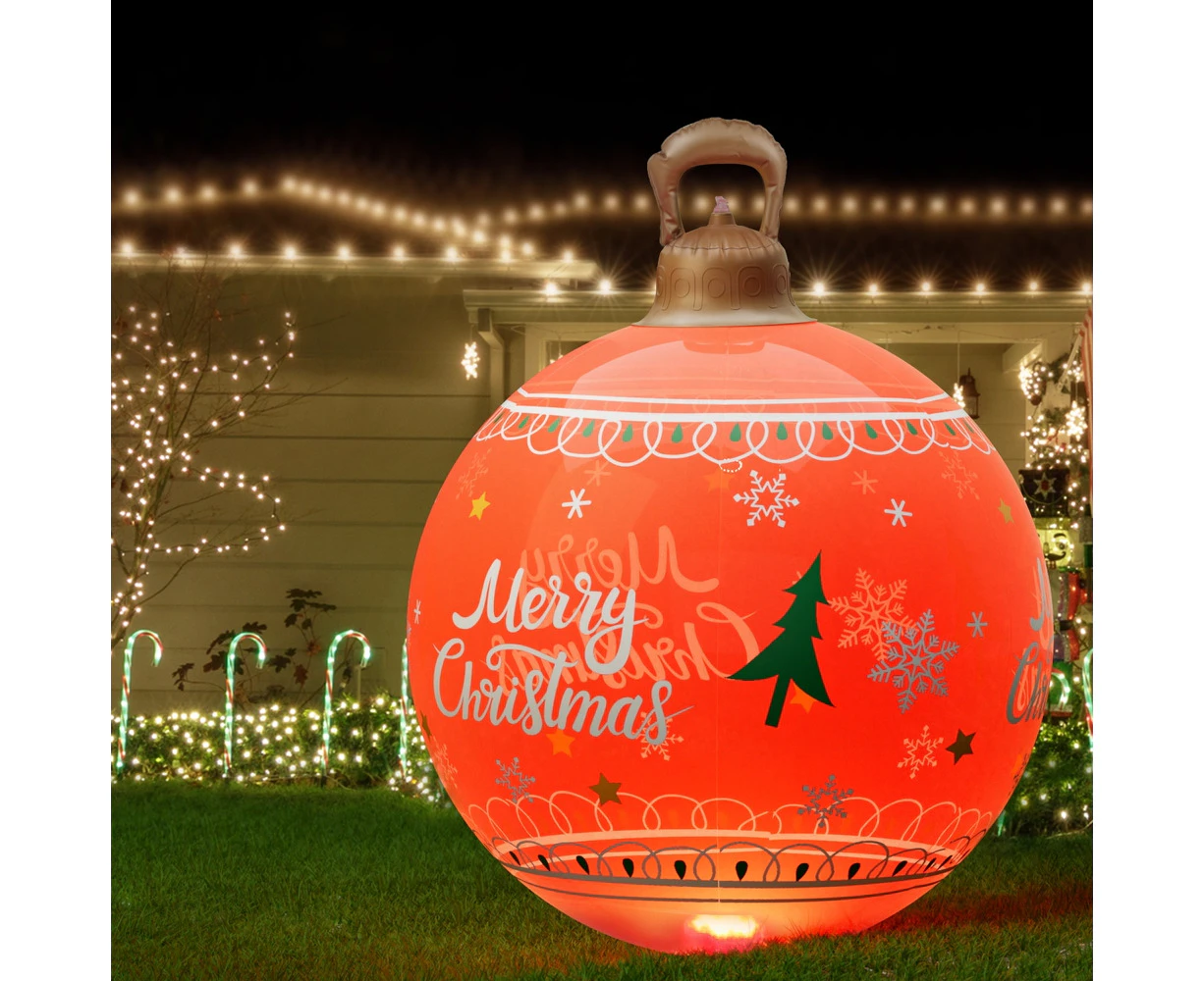 Jingle Jollys Christmas Inflatable Ball Led  60cm Decoration Giant Bauble Red