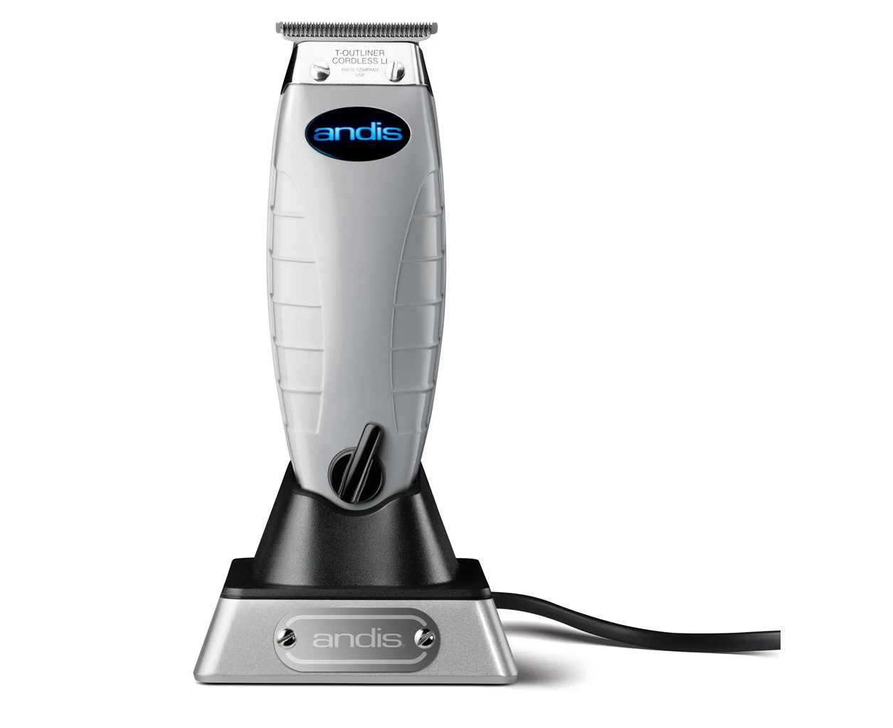 ANDIS CORDLESS/ CORDED T-OUTLINER TRIMMER, QUALITY CARBON STEEL T BLADES, LITHIUM-ION BATTERY,  DELIVERS OVER 100 MIN. RUM TIME.