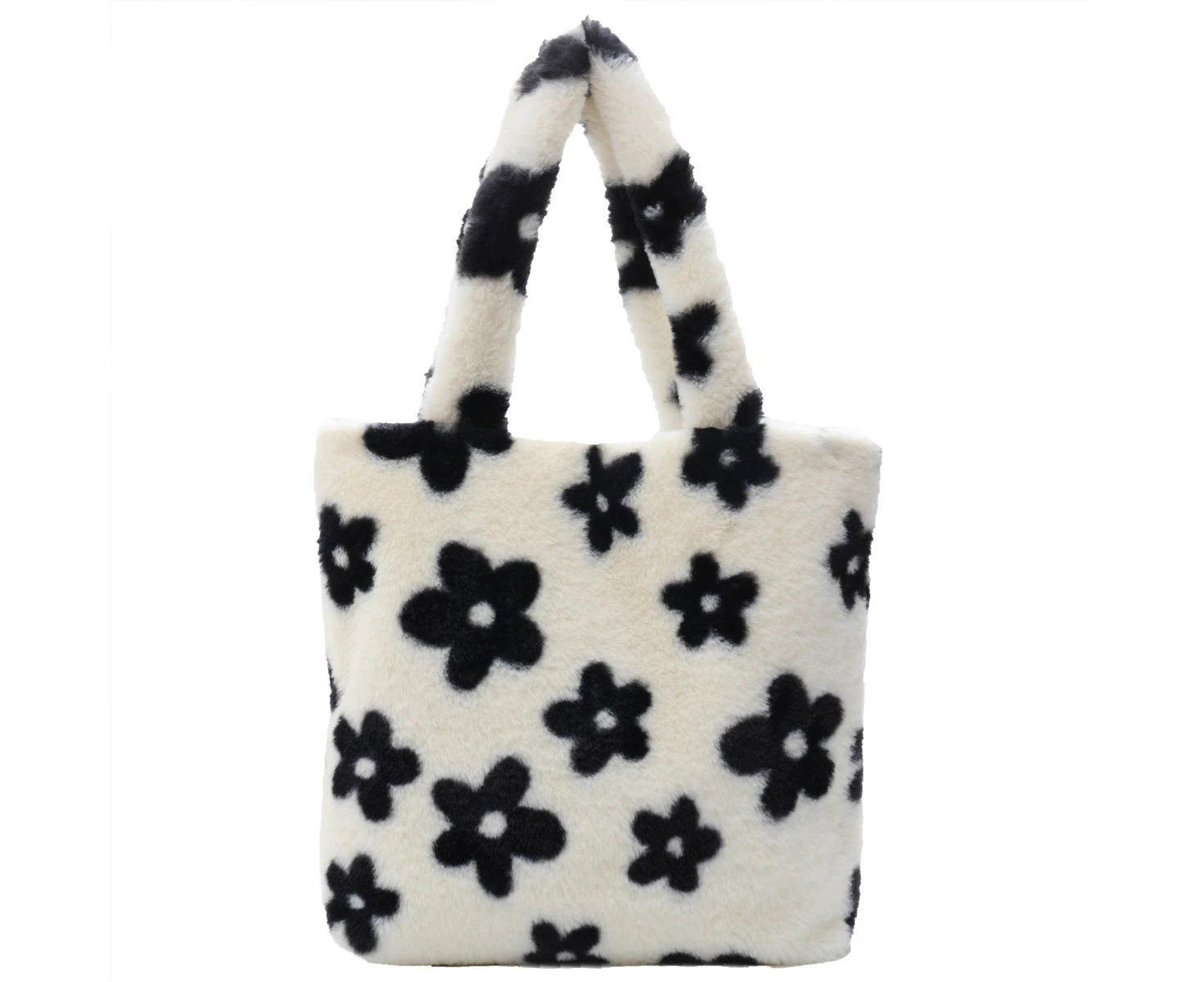 Plush Underarm Bag, Ladies Fluffy Shoulder Bag, Furry Flower Tote Bag, Y2K Plush Handbag for Autumn & Winter