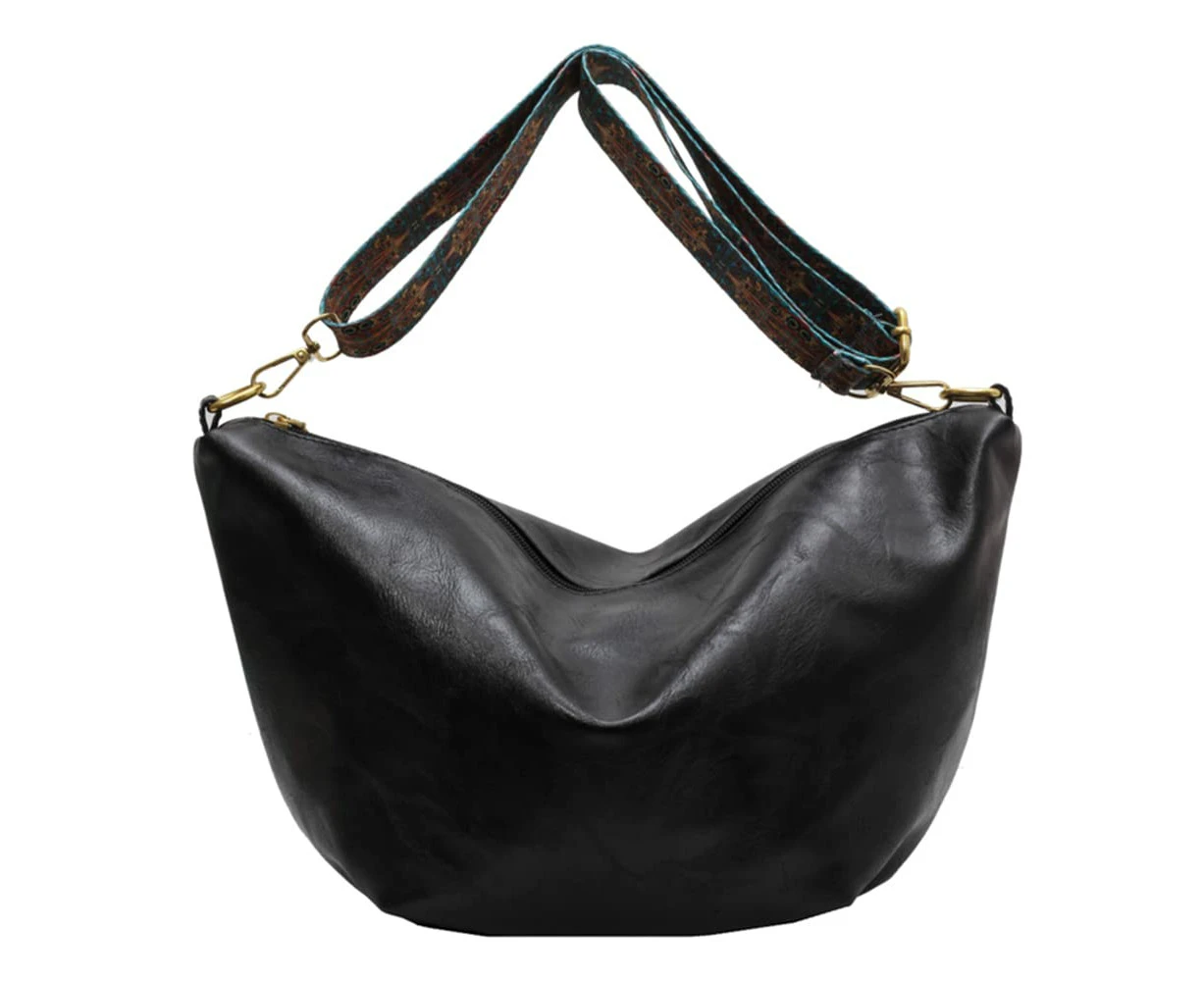 Large Soft Leather Shoulder Bag for Ladies, Wide Strap Crossbody Bag, Vintage Leather Hobo Bag