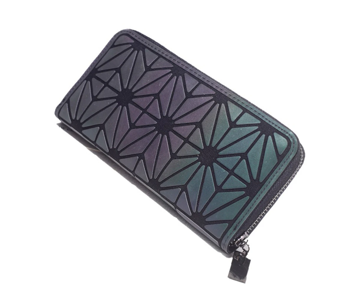 Geometric Luminous Lattice Long Zipper Clutch Bag