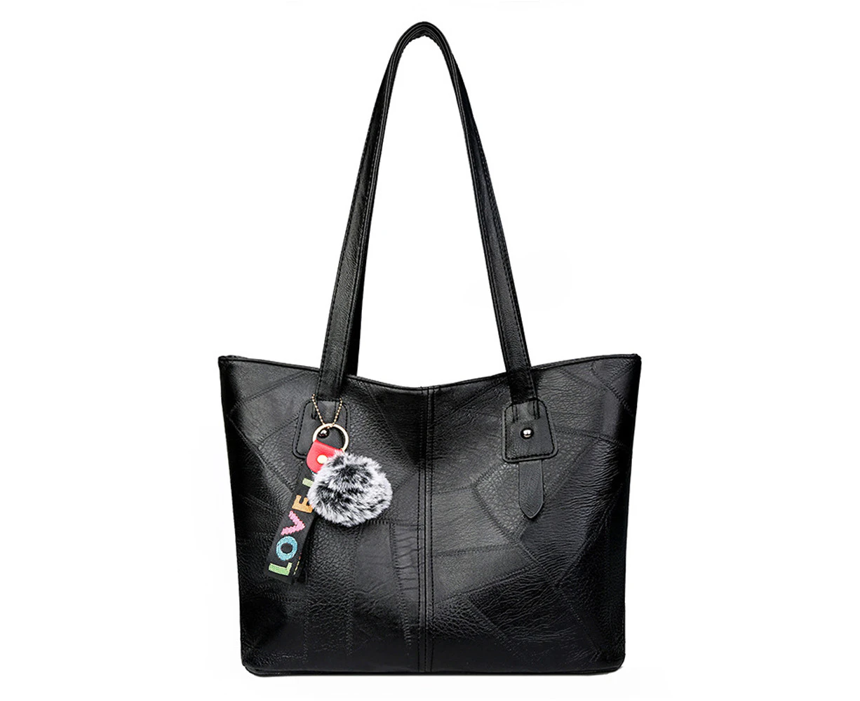 Stitching Black Women’s Tote Bags - Top Handle Handbags, Purse