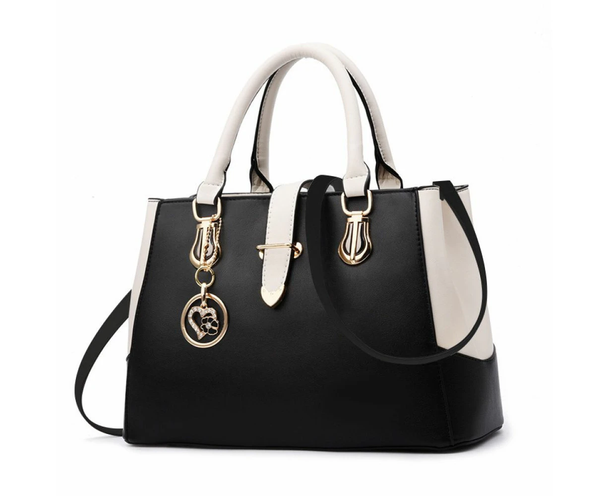 Black Large Leather Handbag, Modern Women's Shoulder Bag