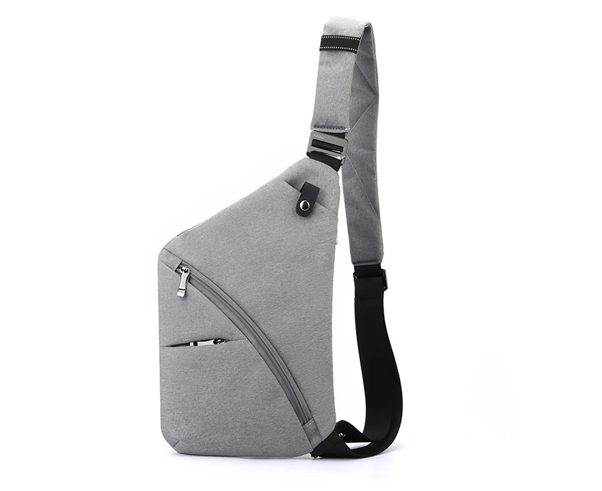 Grey Sling Bag, Chest Backpack, Casual Daypack, Lightweight Anti-Theft Outdoor Sport