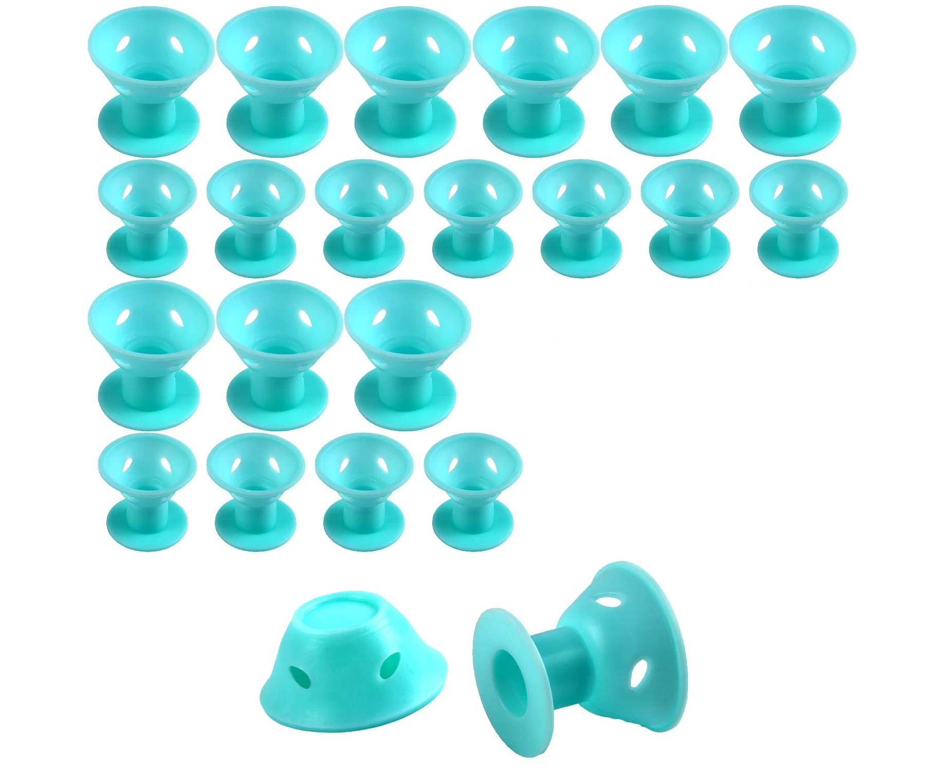 40-Piece Silicone Overnight Curlers – Big Magic Hair Curlers for Long and Short Hair (Pale Cyan)