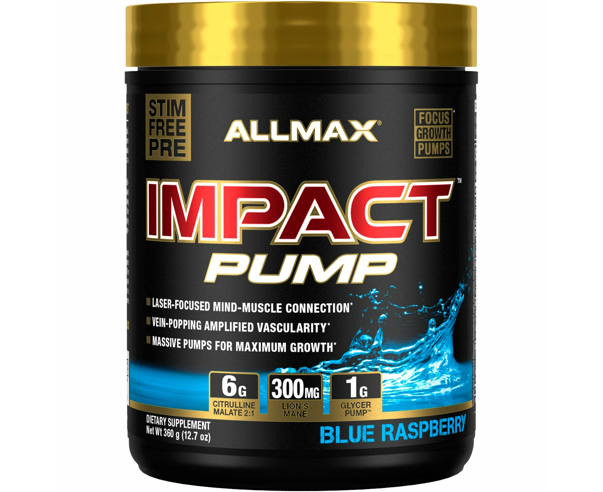 ALLMAX Nutrition, Impact Pump, Blue Raspberry, 12.7 oz (360 g)