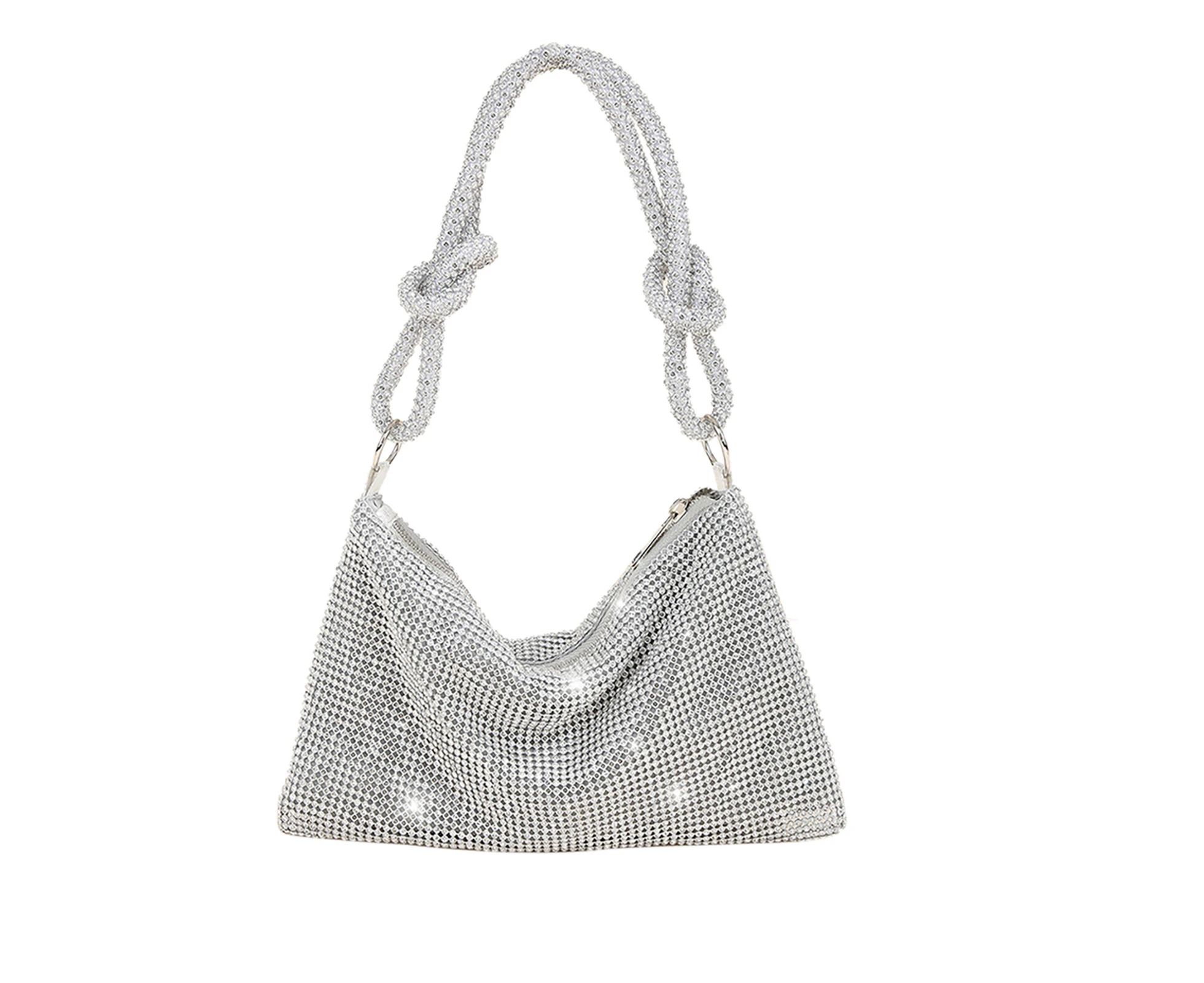 Rhinestone Evening Bag Handbag Silver