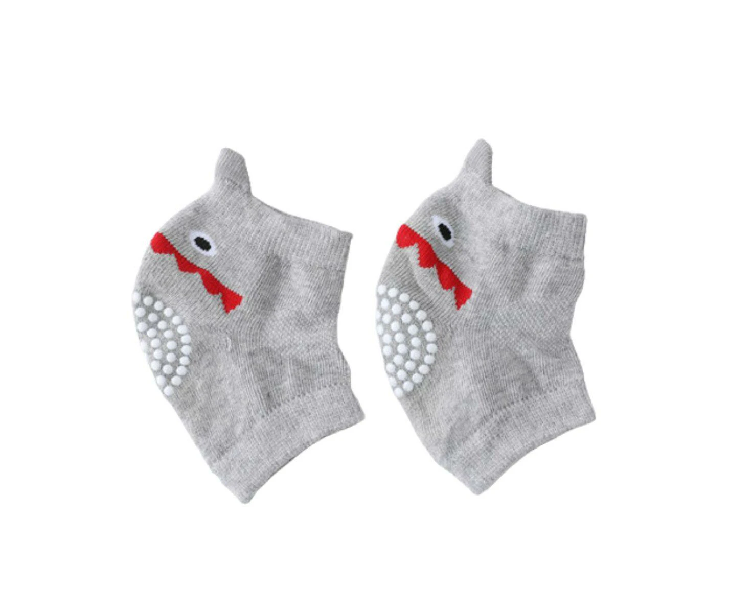 Toddly CrawlGuard Knee Pad Protector Anti Slip Knee Pads for Babies 2 Pairs - Grey Dino