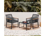 Groverdi 4PCS Wicker Outdoor Furniture Set with Zipper Cushion, Armrests and Steel Frame, Black