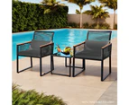 Groverdi 4PCS Wicker Outdoor Furniture Set with Zipper Cushion, Armrests and Steel Frame, Black