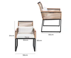 Groverdi 4PCS Wicker Outdoor Furniture Set with Zipper Cushion, Armrests and Steel Frame, Wood