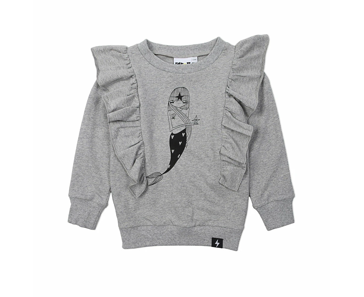 Kapow Kids Baby Girl Mermaid Placement Ruffle Sweater