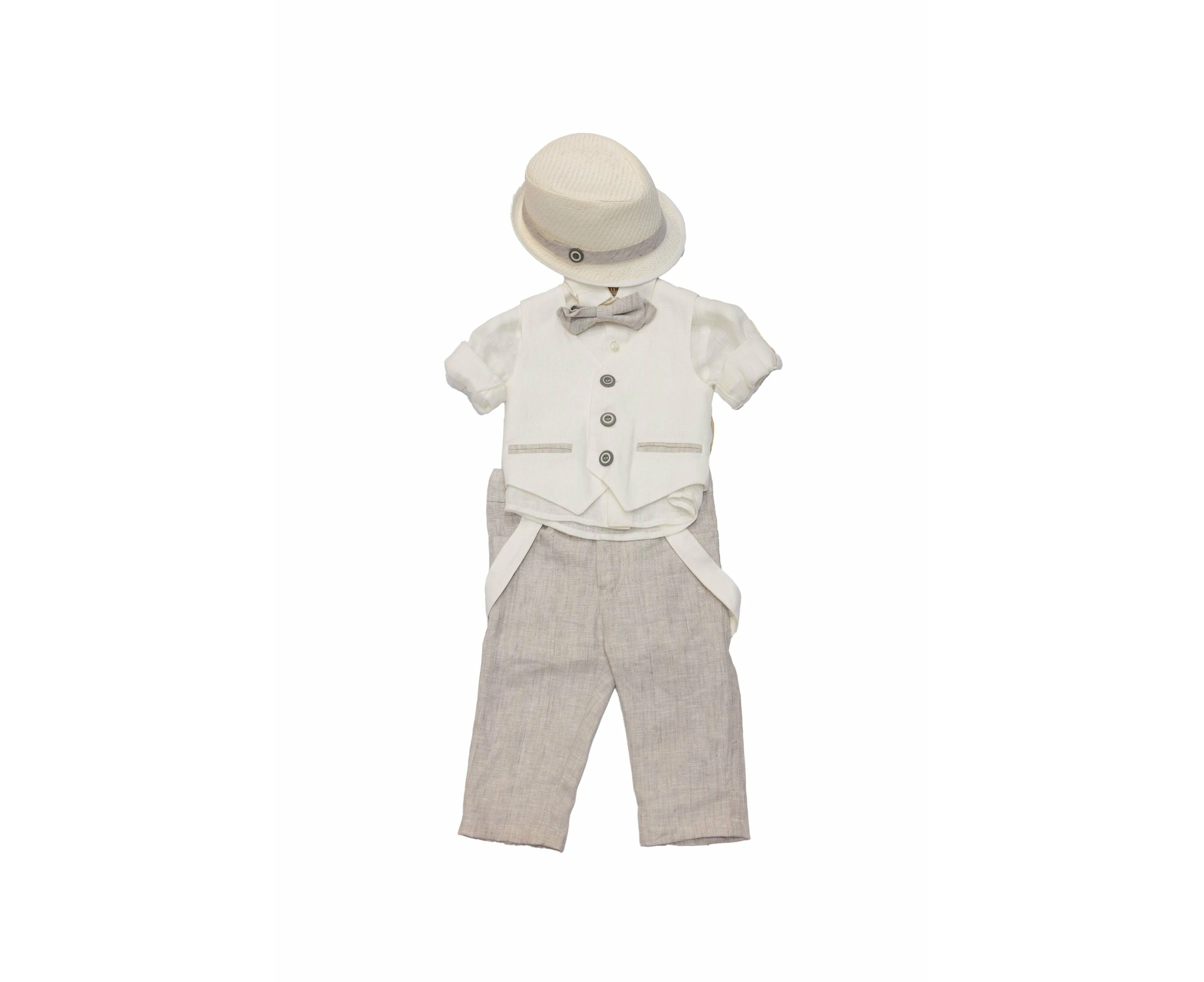 Dolce Bambini -3 Piece White/Grey Suit