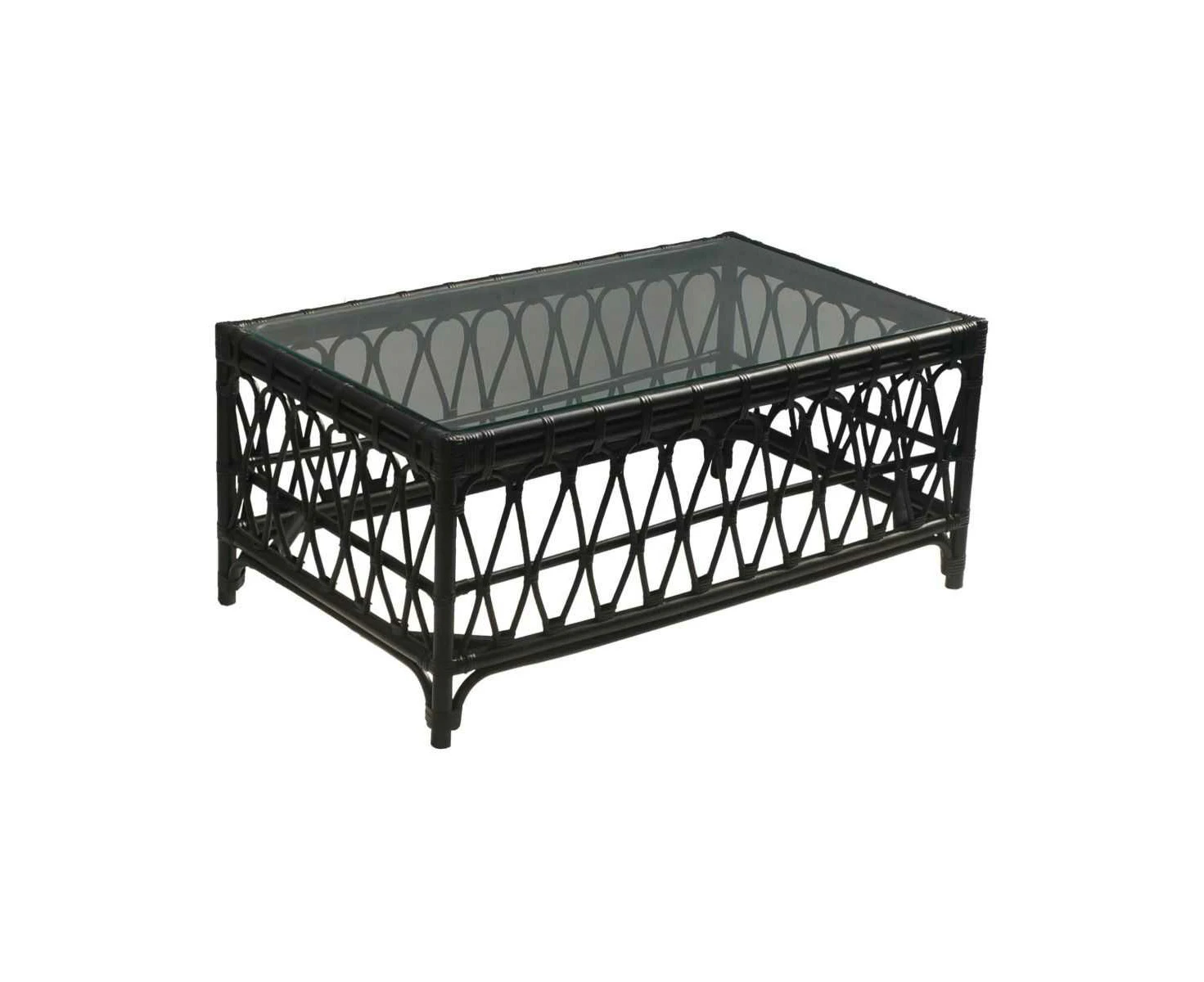 CR Antigua Rattan Coffee Table with Glass Top