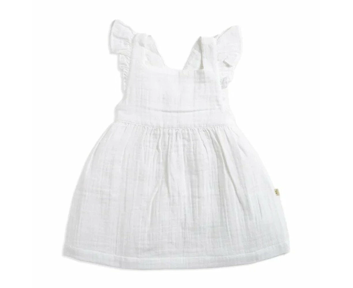 Tiny Twig White Crinkle Angel Dress with Bloomer