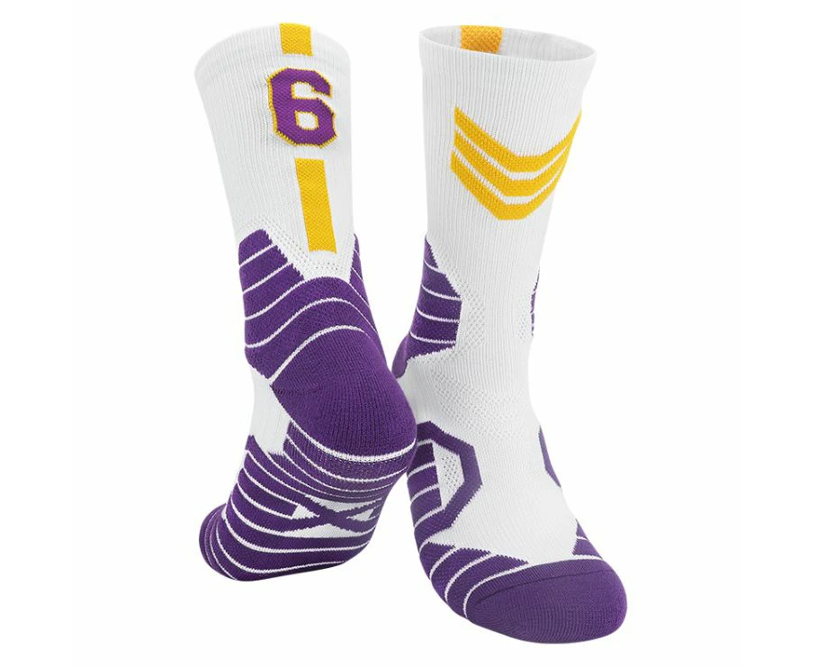 Adult Los Angeles Lakers Lebron James Basketball Socks - White