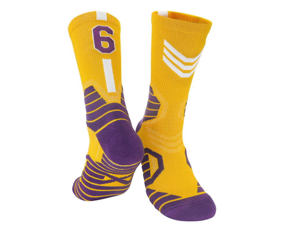 Kids Los Angeles Lakers Lebron James Basketball Socks - Yellow