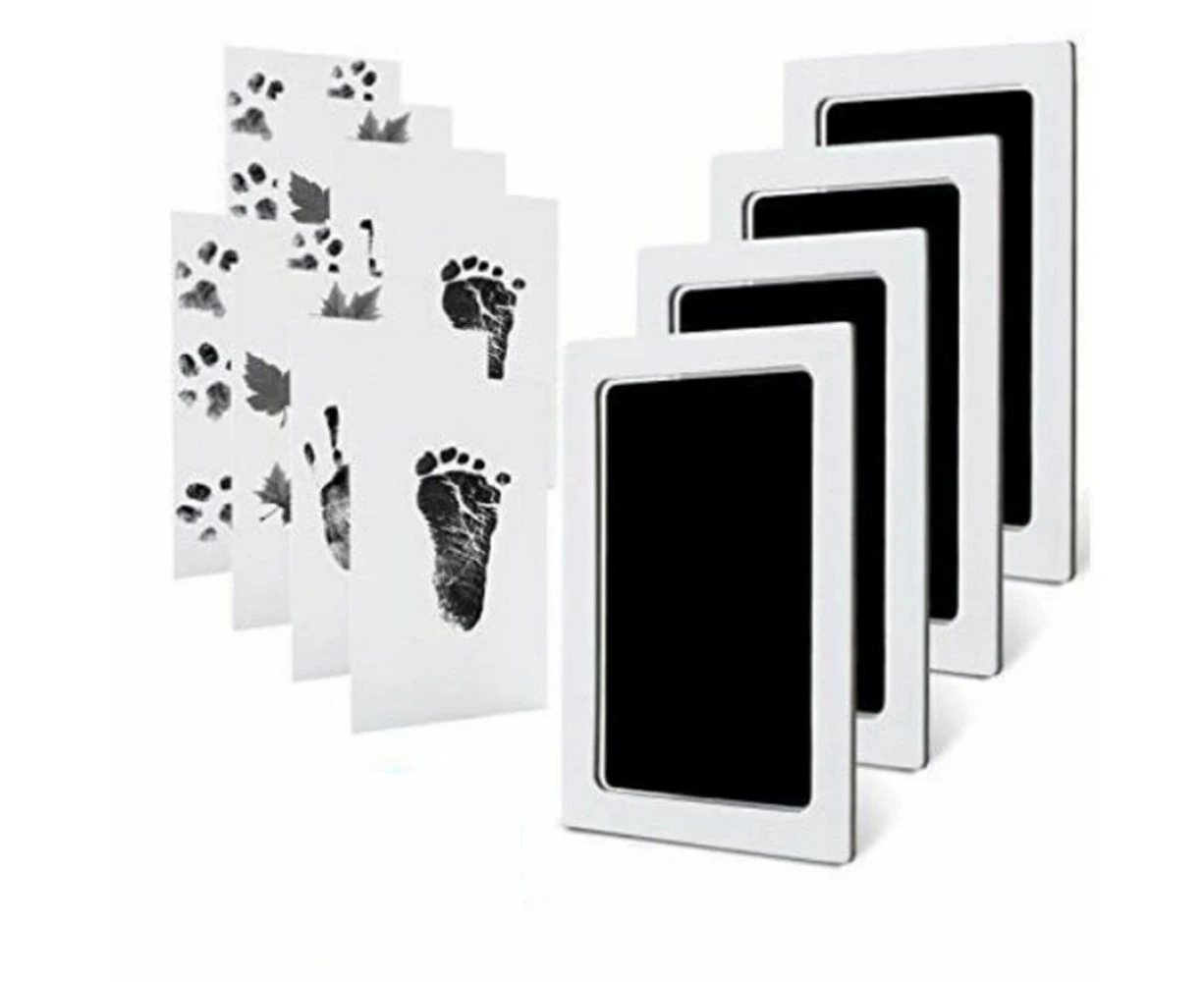 4Set Handprint Set, Baby Imprint Set Baby Handprint and Footprint Clean Touch Ink Pad-Black