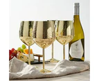 4 Elegant Stainless Steel Gold Wine Glasses, 500ml