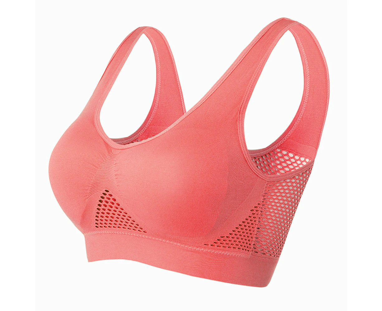 Women's full cover seamless bra with removable padding, mesh hollowed out Air vent sports bra for a comfortable experience