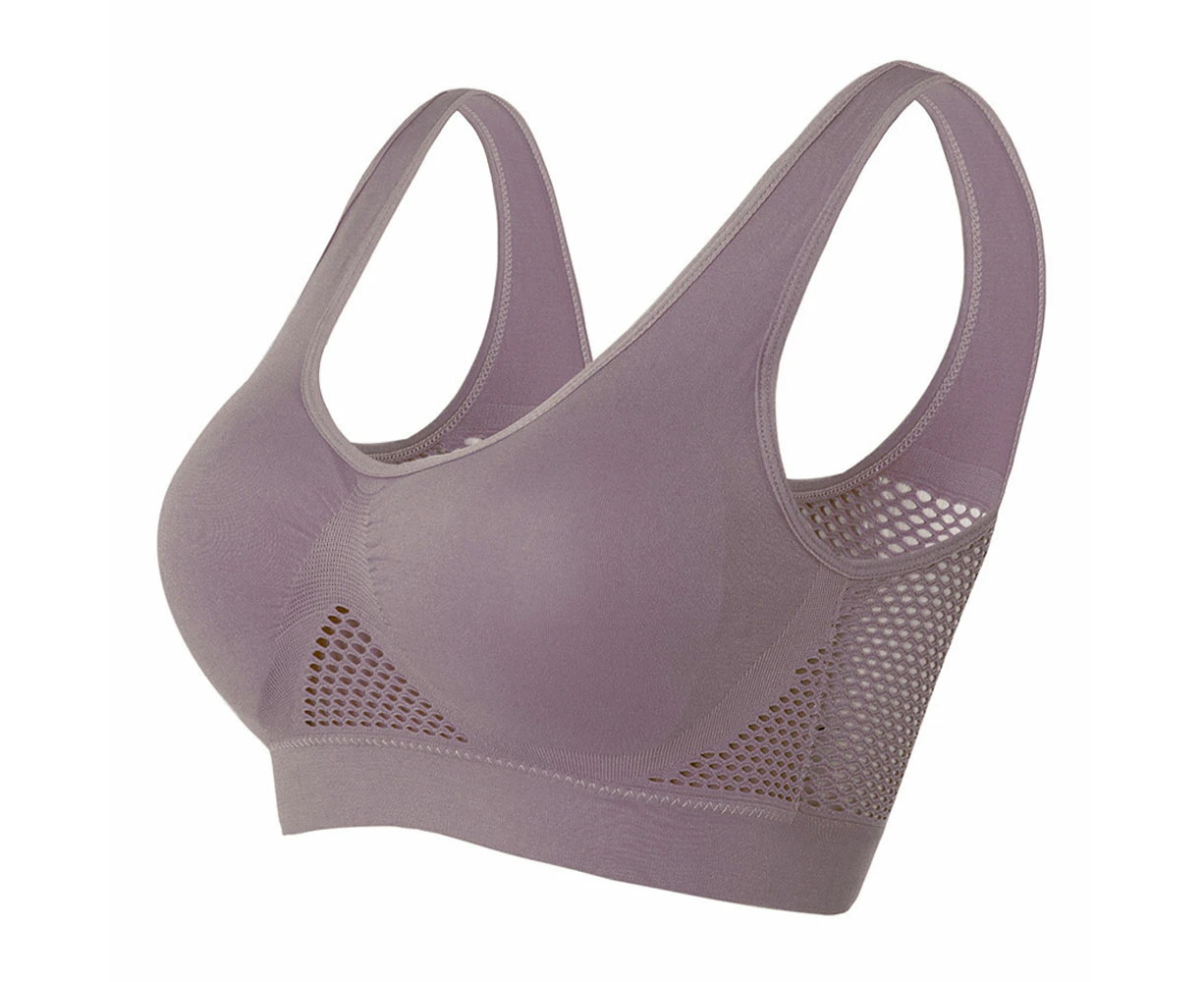 Women's full cover seamless bra with removable padding, mesh hollowed out Air vent sports bra for a comfortable experience