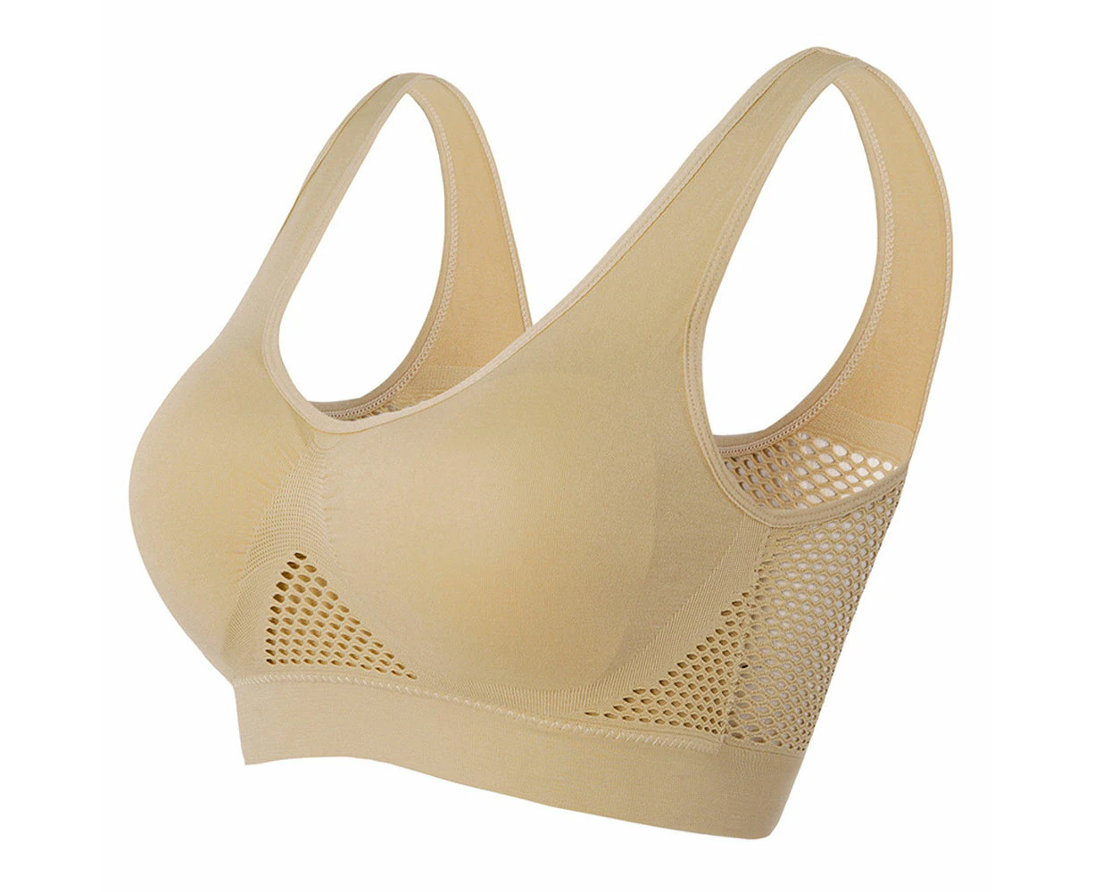 Women's full cover seamless bra with removable padding, mesh hollowed out Air vent sports bra for a comfortable experience