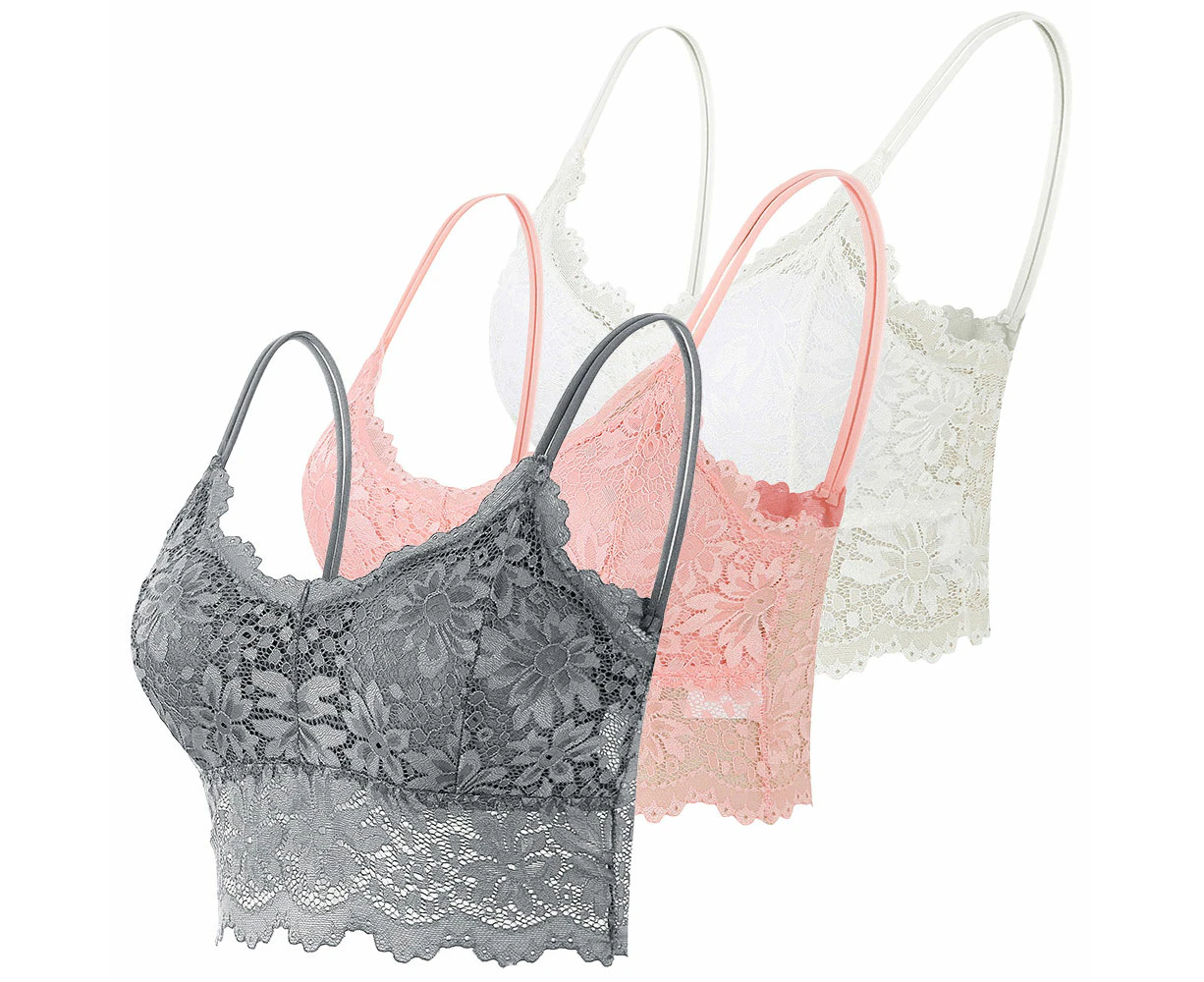 3 Piece Women's Lace Bra, Women's Lace Bra Padded Lace lace Lace up Bra