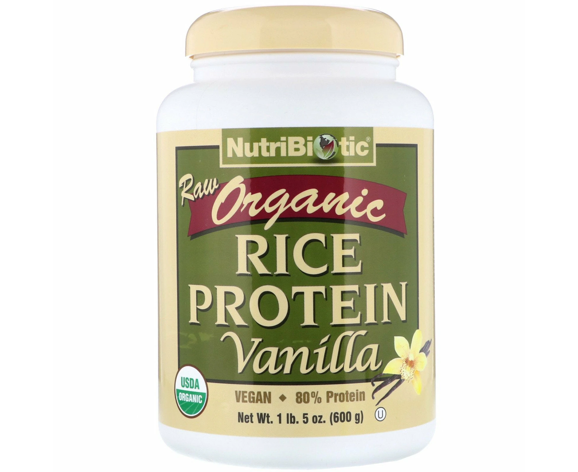 NutriBiotic, Raw Organic Rice Protein, Vanilla, 1.3 lbs (600 g)