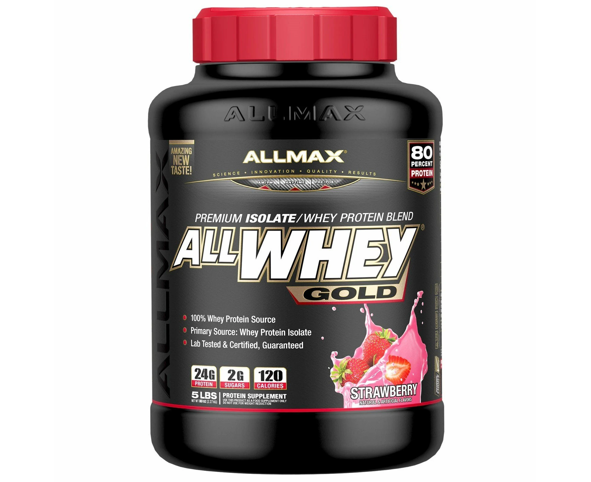 ALLMAX Nutrition, AllWhey Gold, 100% Whey Protein + Premium Whey Protein Isolate, Strawberry, 5 lbs. (2.27 kg)