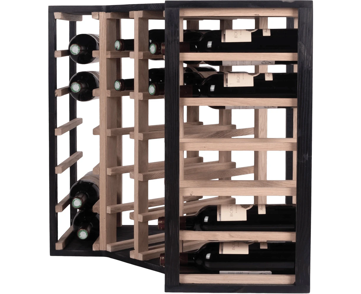 24 Bottle Corner Wine Rack - Exterior Rich Black