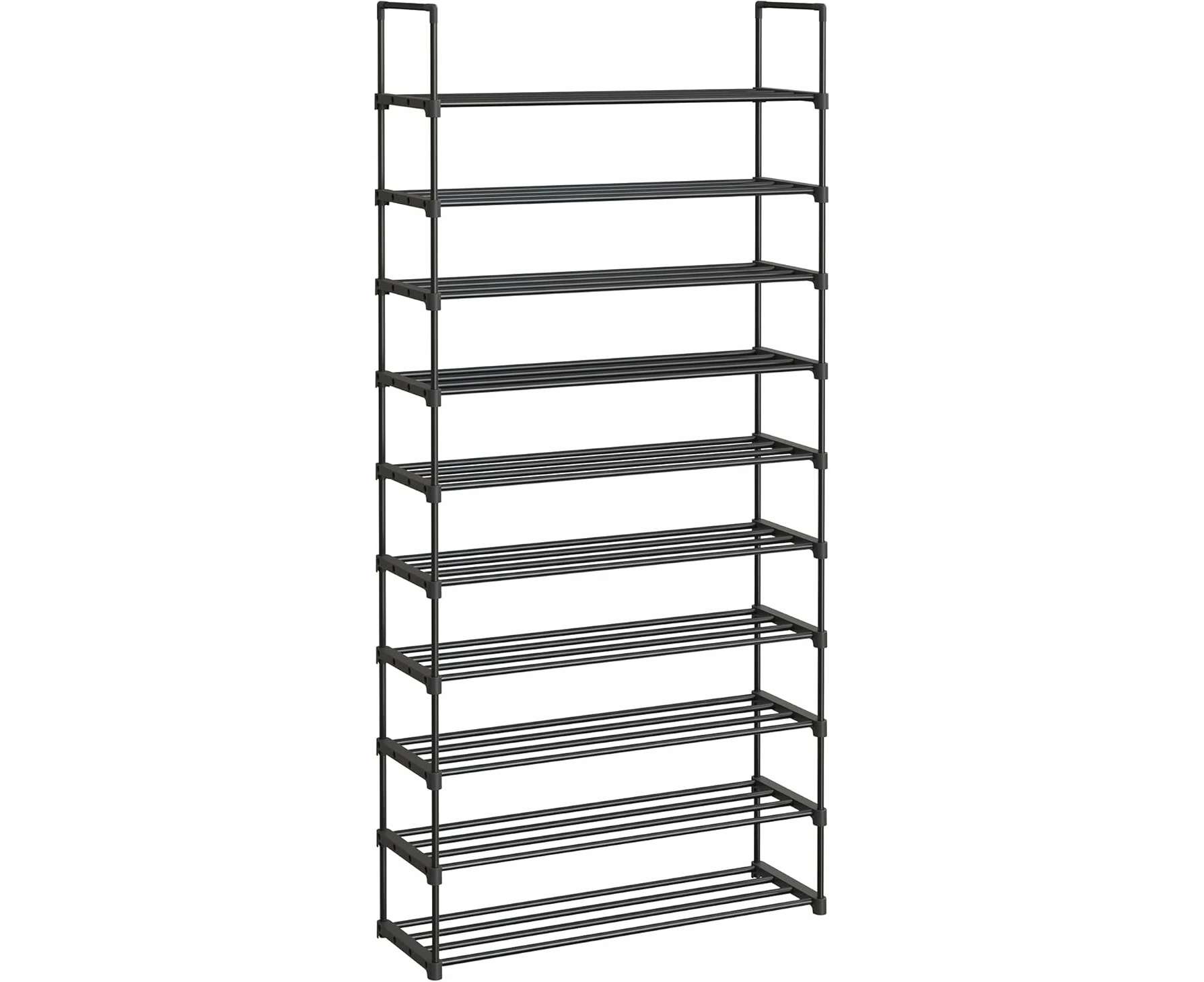 10 Tier Shoe Rack High Shoe Rack Slim Shoe Rack Storage Metal Space Saving Dressing Room Entrance 30 x 94 x 206 cm Black